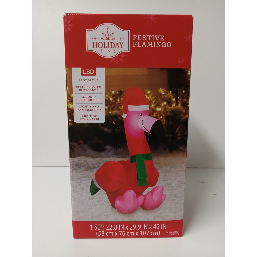 Holiday Time Festive Flamingo LED Inflatable  Airblown‎ 3.5ft - Picture 4 of 4